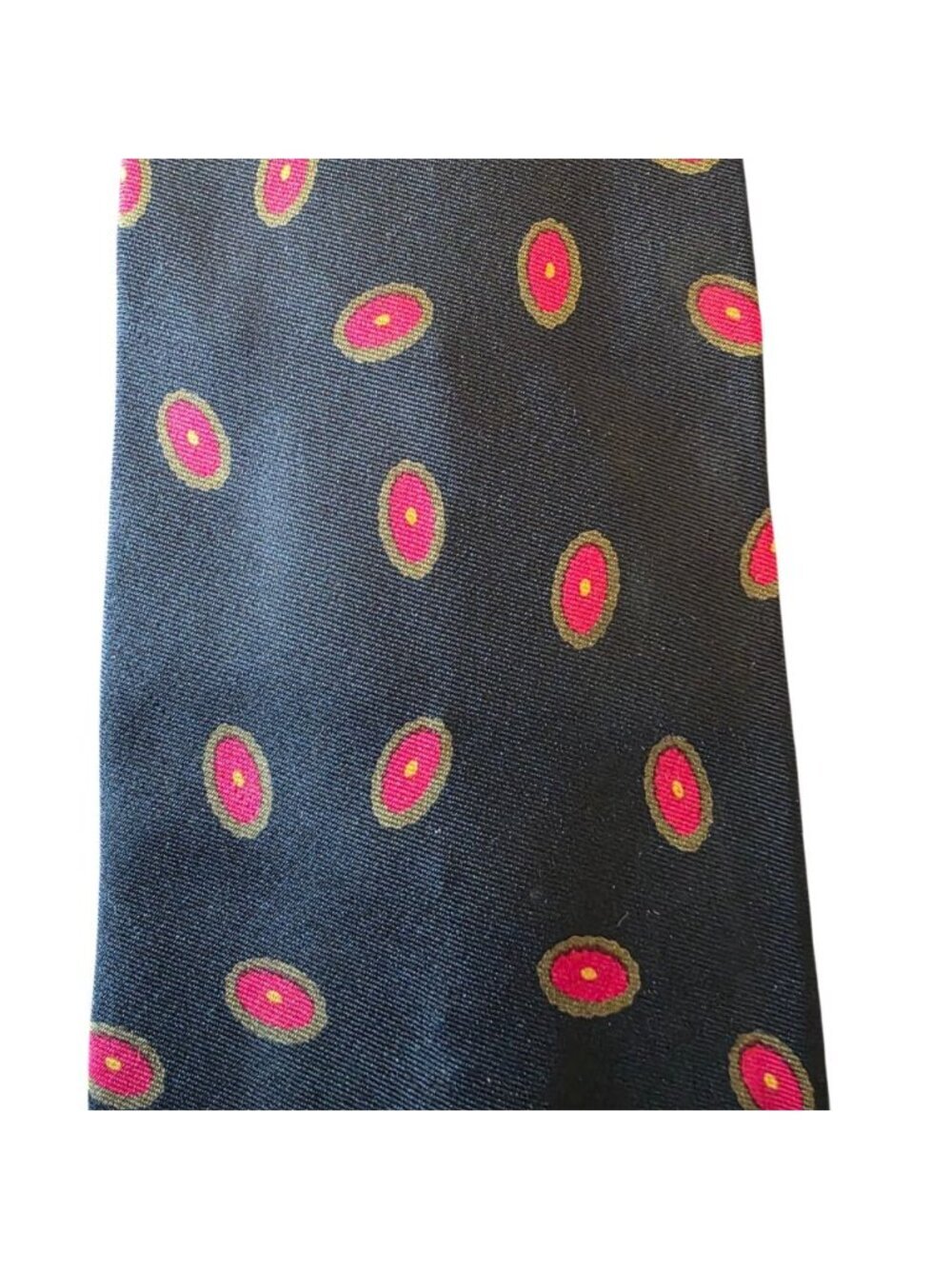 Private Stock Italian Silk Tie Vintage Black Red Gold Medallion Geometric Luxury - Picture 4 of 11